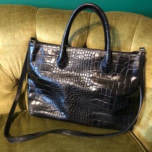 Furla Boxy Croc Black Tote